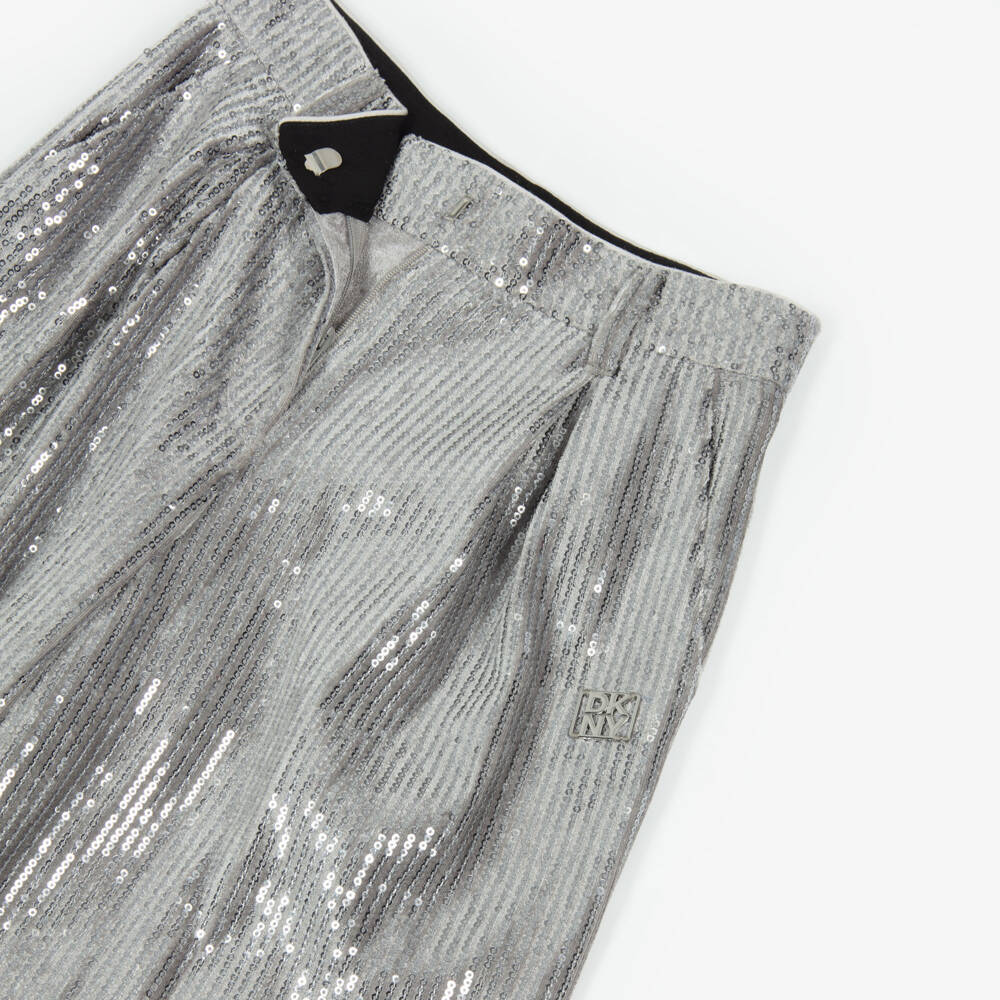 DKNY-بنطلون رمادي لامع بالترتر للبنات | Childrensalon Outlet