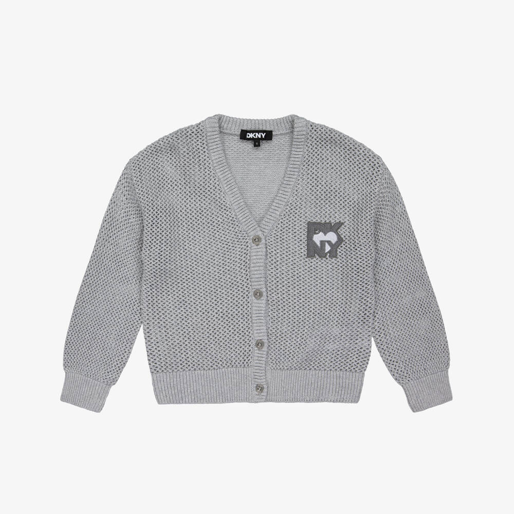 DKNY-Girls Grey Textured Knit Cardigan | Childrensalon Outlet