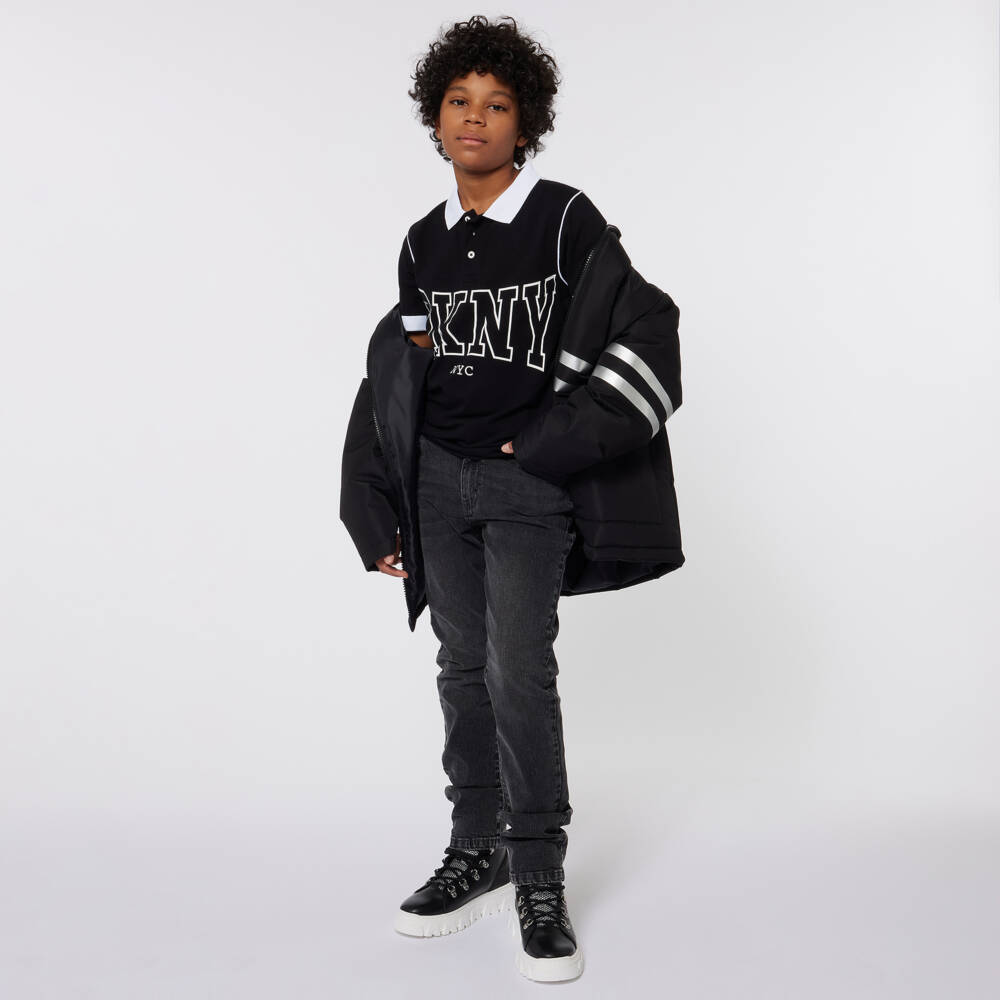 DKNY-Girls Leather Black Lace-Up Footwear | Childrensalon Outlet