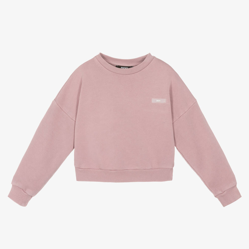 DKNY - Girls Lilac Pink Cotton Jersey Sweater | Childrensalon