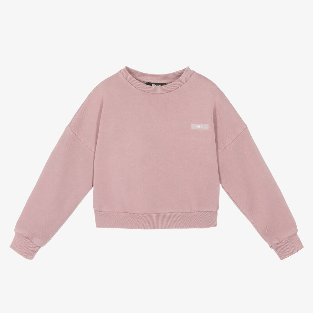 DKNY Girls Lilac Pink Cotton Jersey Sweater Childrensalon Outlet