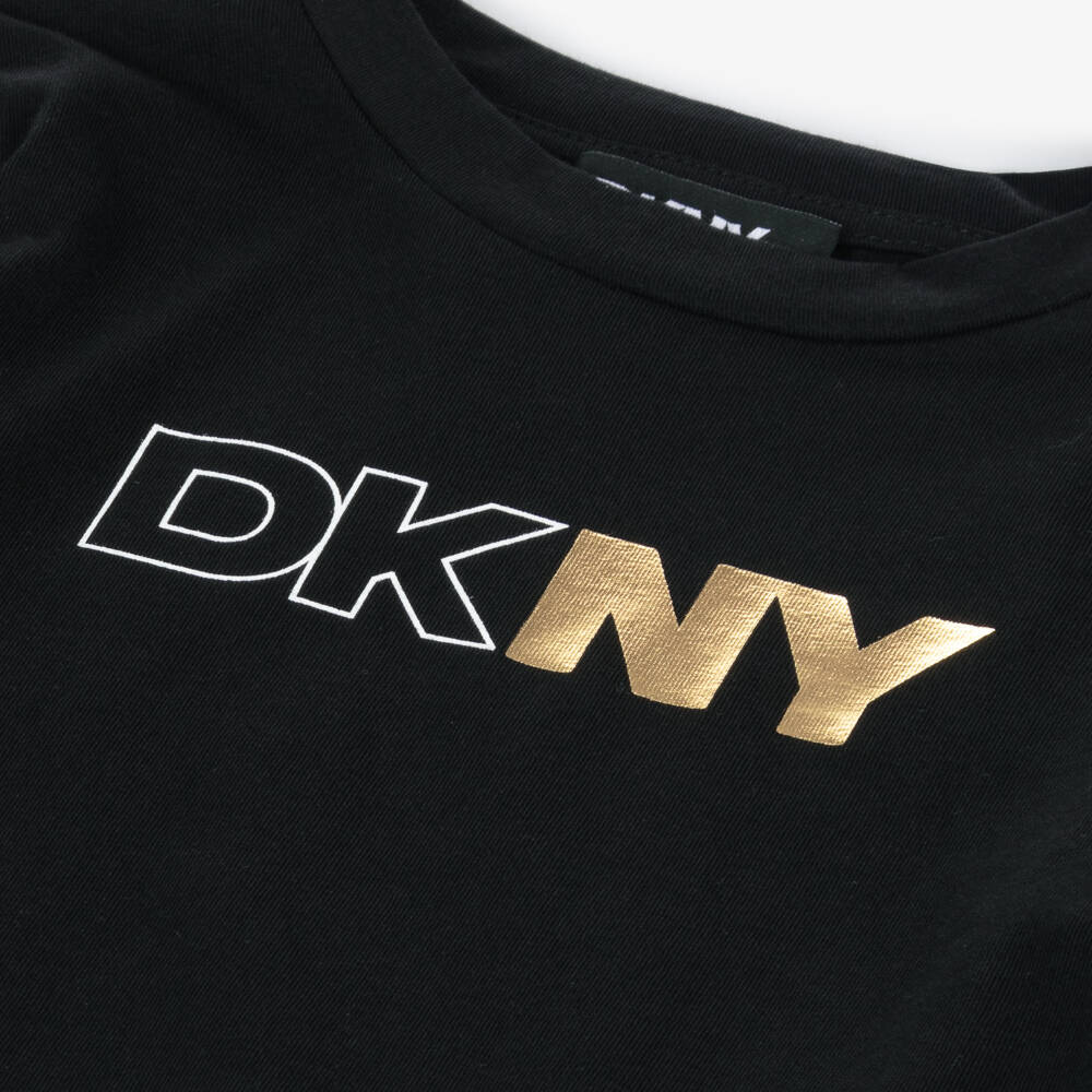 DKNY-Черный органический хлопковый топ для девочек | Childrensalon Outlet