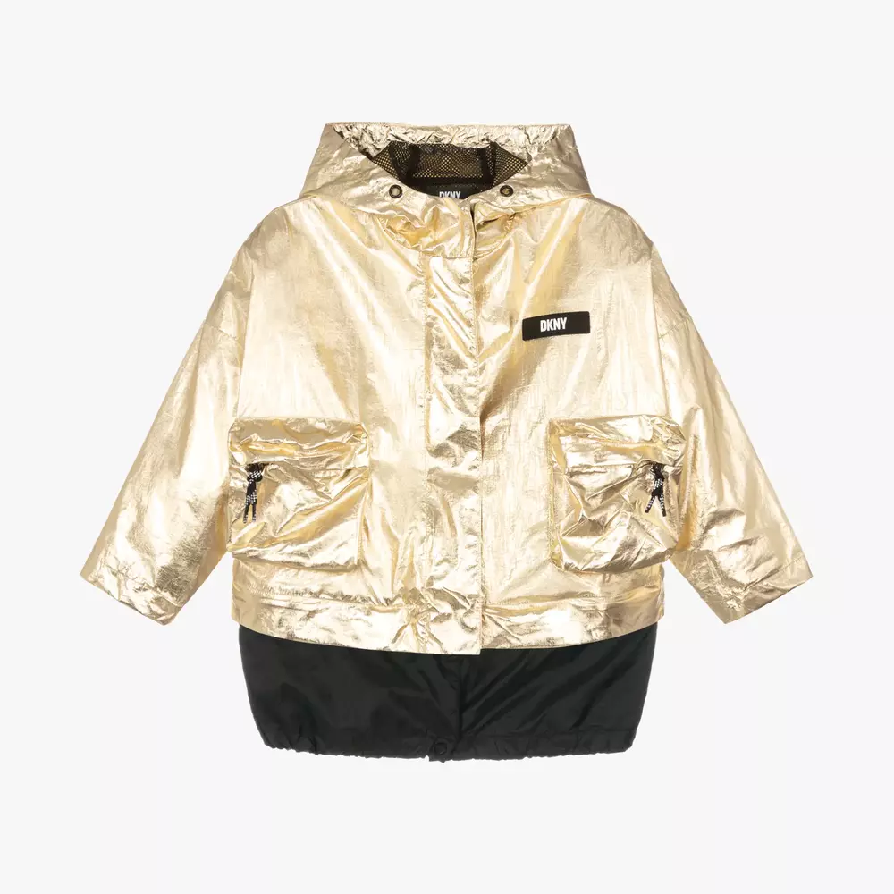 DKNY-Girls Metallic Gold Jacket | Childrensalon Outlet