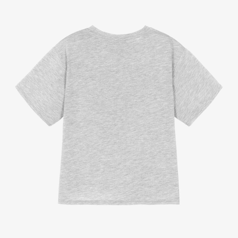 DKNY-Girls Metallic Logo Grey Tee | Childrensalon Outlet