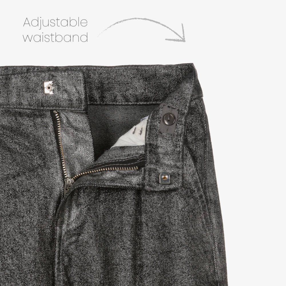 DKNY-جينز دنيم بأرجل واسعة لون فضي للبنات | Childrensalon Outlet