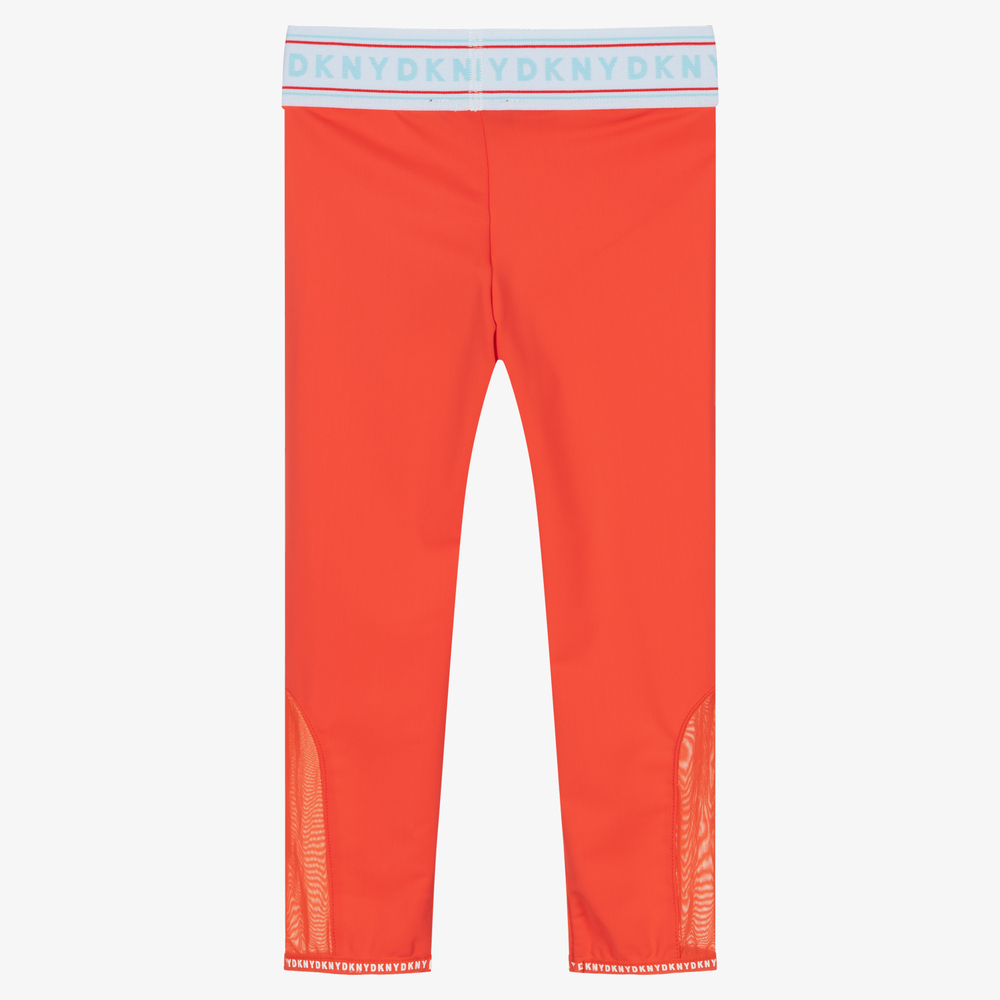 DKNY-Girls Orange Logo Leggings | Childrensalon Outlet