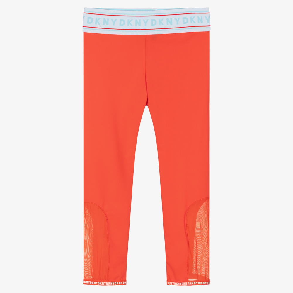 Girls Orange Logo Leggings
