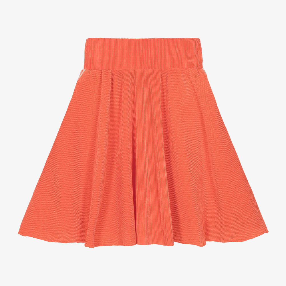 DKNY-Girls Orange Plissé Jersey Midi Skirt | Childrensalon Outlet