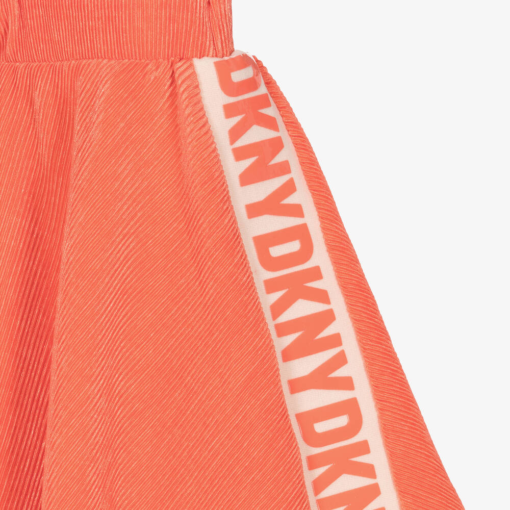 DKNY-Girls Orange Plissé Jersey Midi Skirt | Childrensalon Outlet