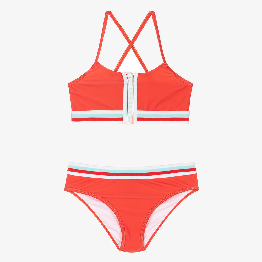 DKNY - Girls Orange Zip Front Bikini | Childrensalon