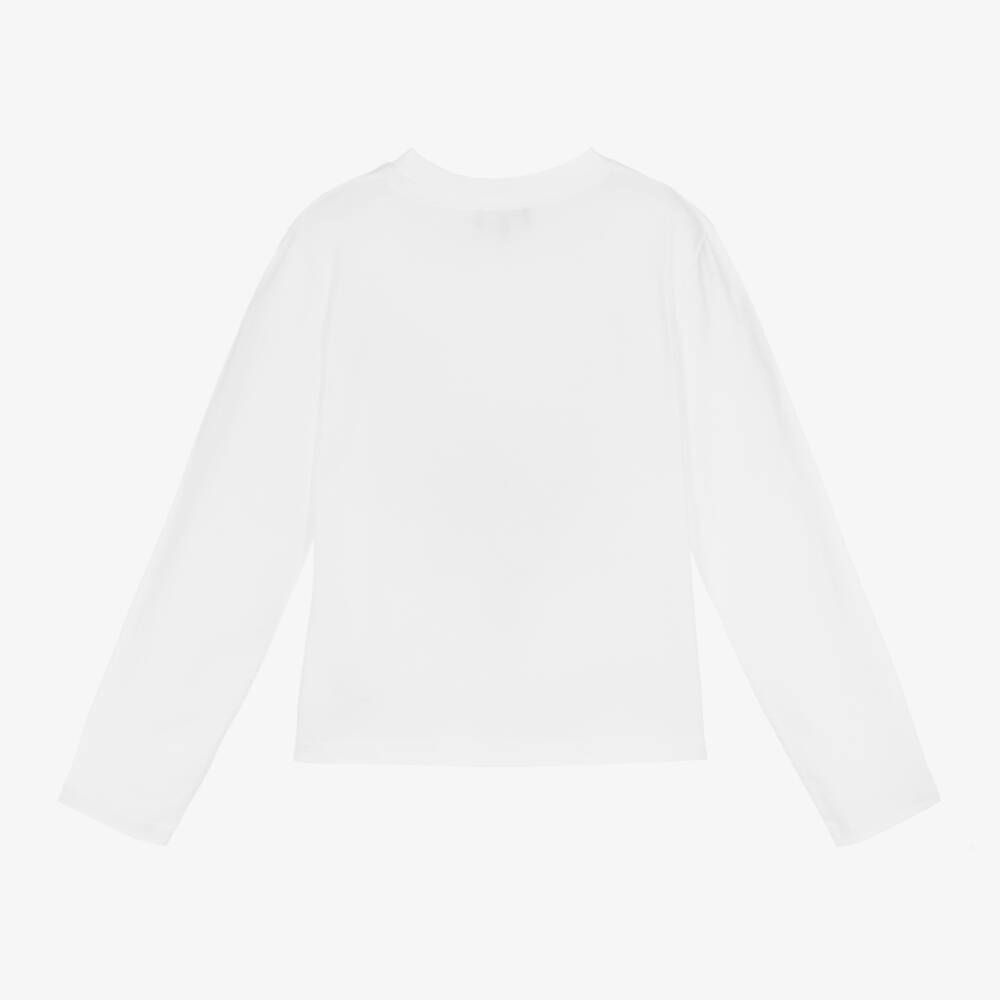 DKNY-Girls Organic White Long Sleeve Tee | Childrensalon Outlet