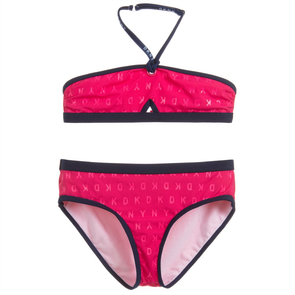 DKNY - Girls Pink Bandeau Bikini | Childrensalon