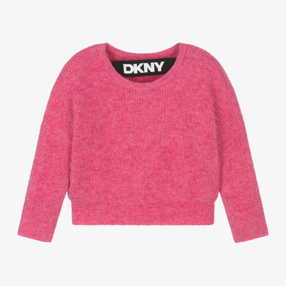 DKNY-Girls Pink Cosy Knit Sweater | Childrensalon Outlet