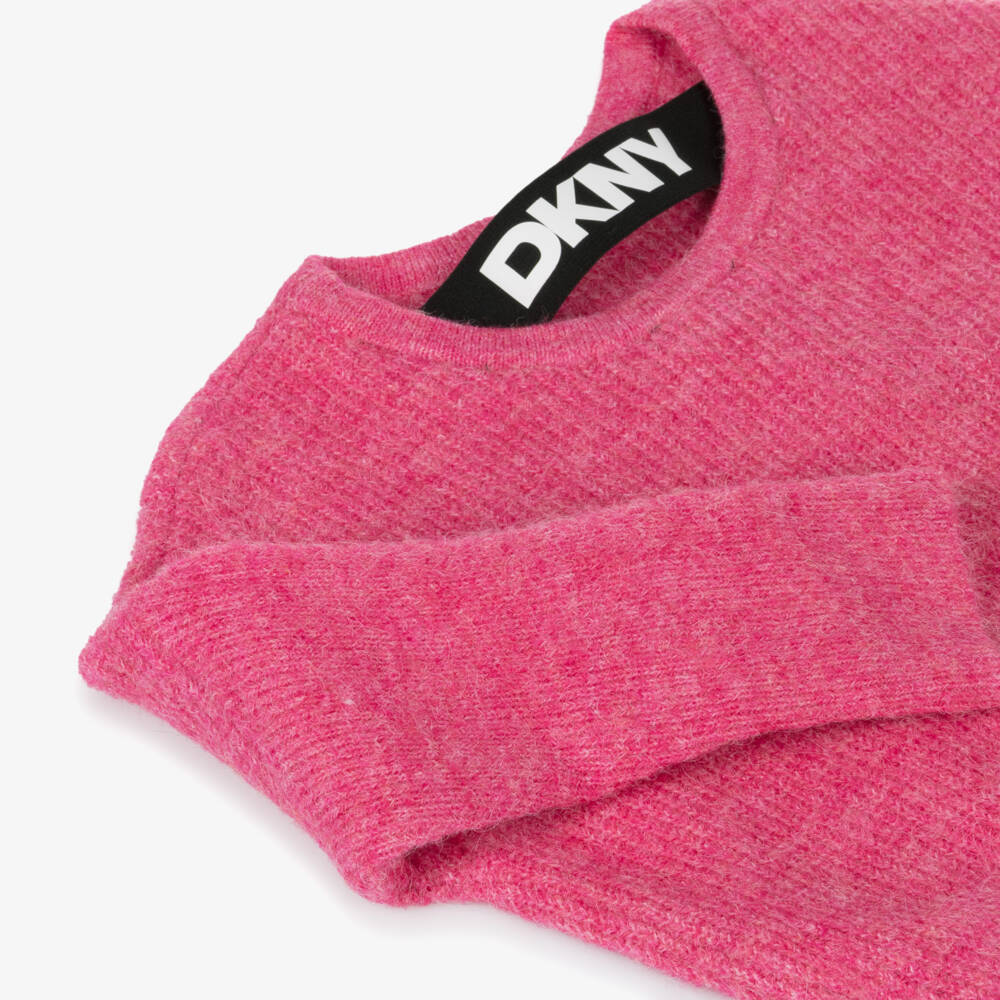 DKNY-Girls Pink Cosy Knit Sweater | Childrensalon Outlet