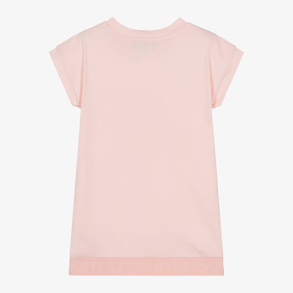 DKNY Girls Pink Cotton Jersey Dress Childrensalon Outlet