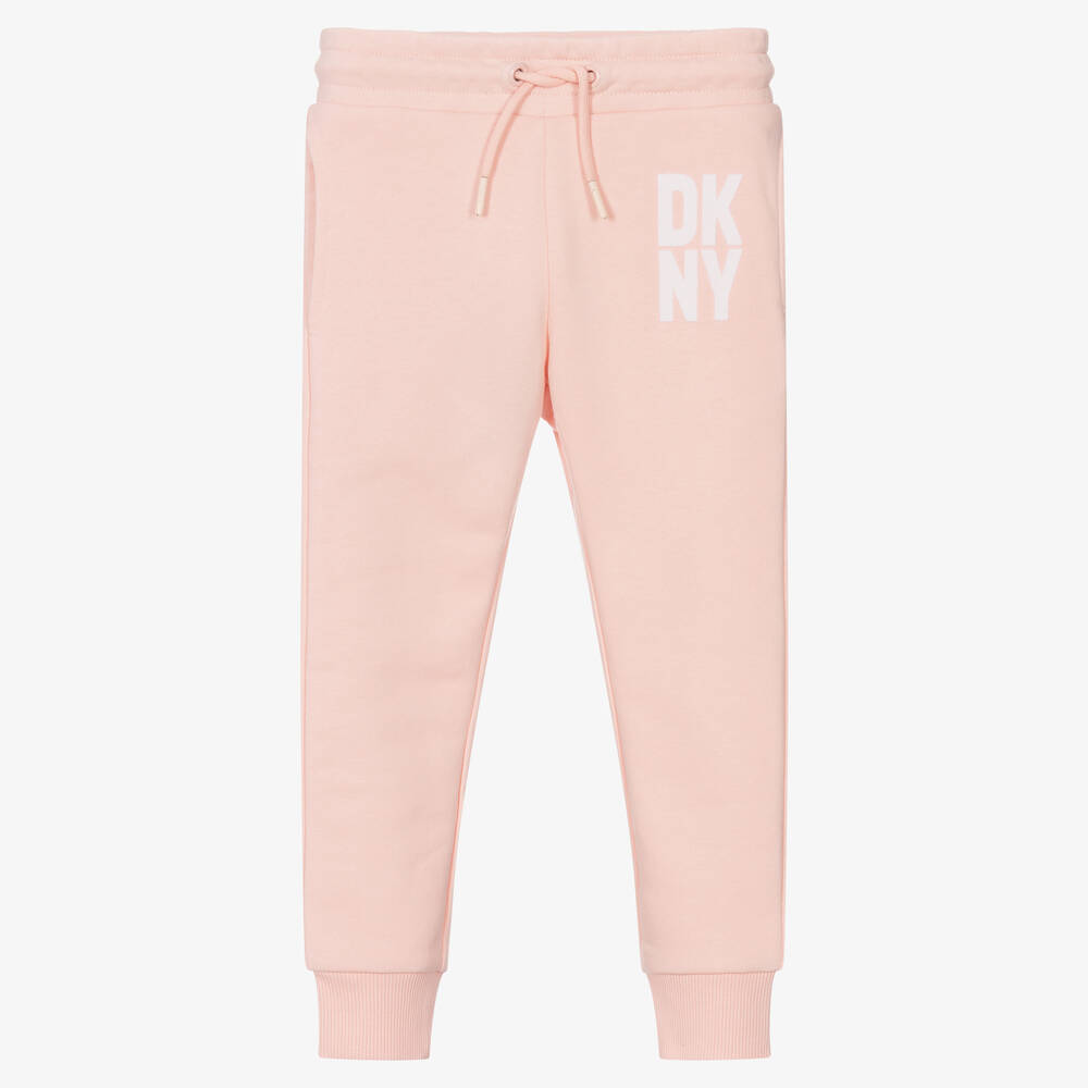 DKNY - Girls Pink Cotton Logo Joggers | Childrensalon