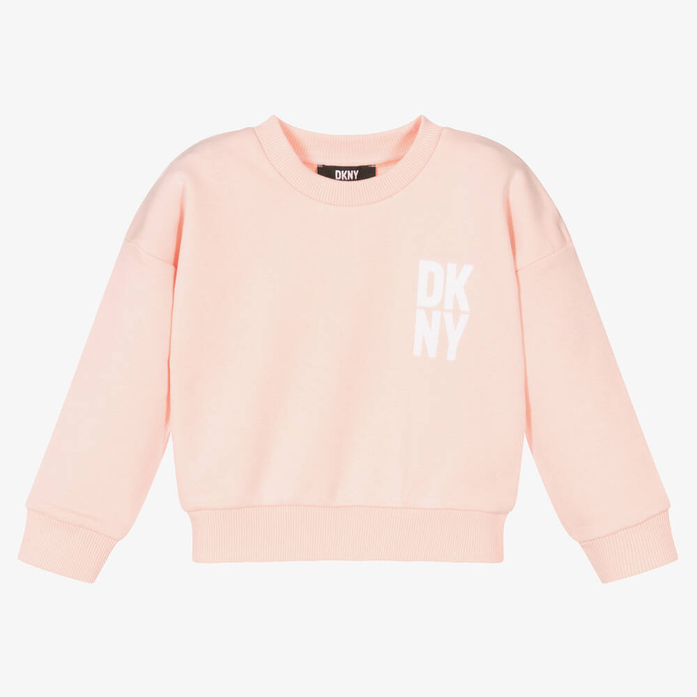 DKNY - Girls Pink Cotton Sweatshirt | Childrensalon