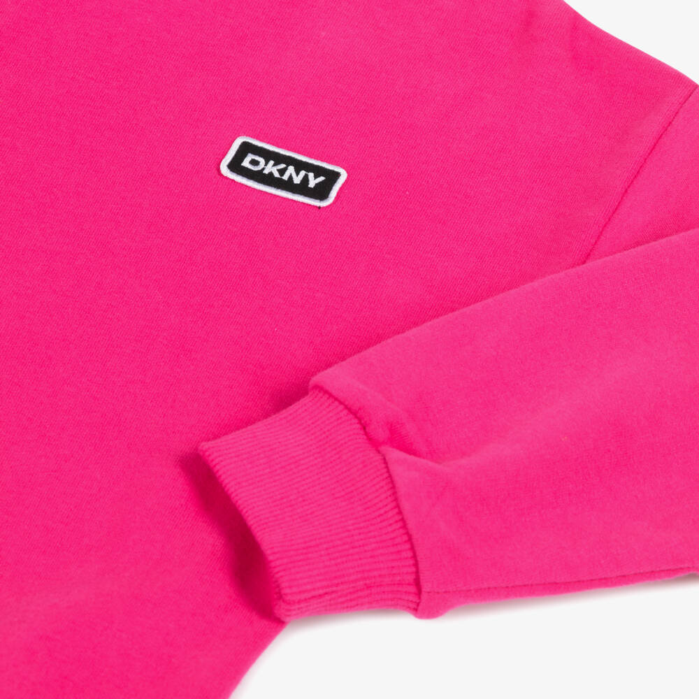 DKNY-Girls Pink Embroidered Cotton Hoodie | Childrensalon Outlet