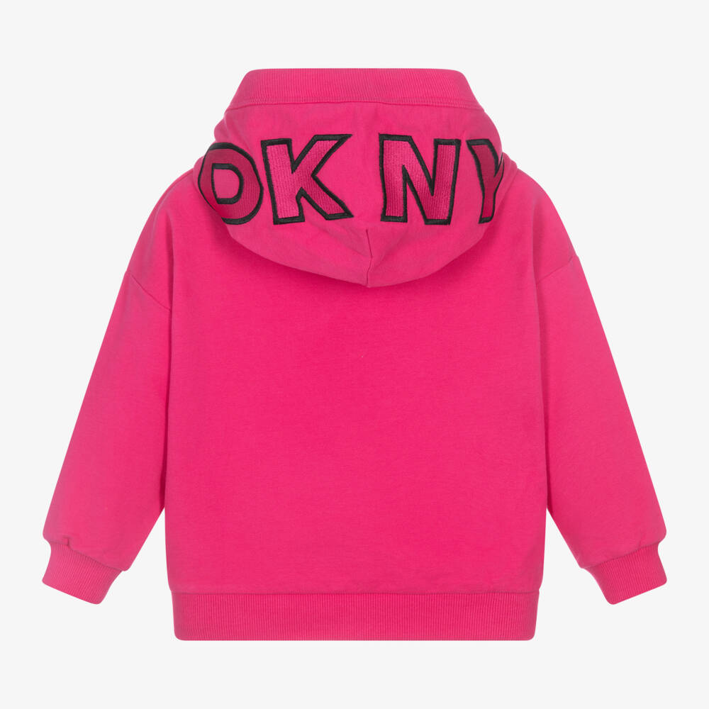 DKNY-Girls Pink Embroidered Cotton Hoodie | Childrensalon Outlet