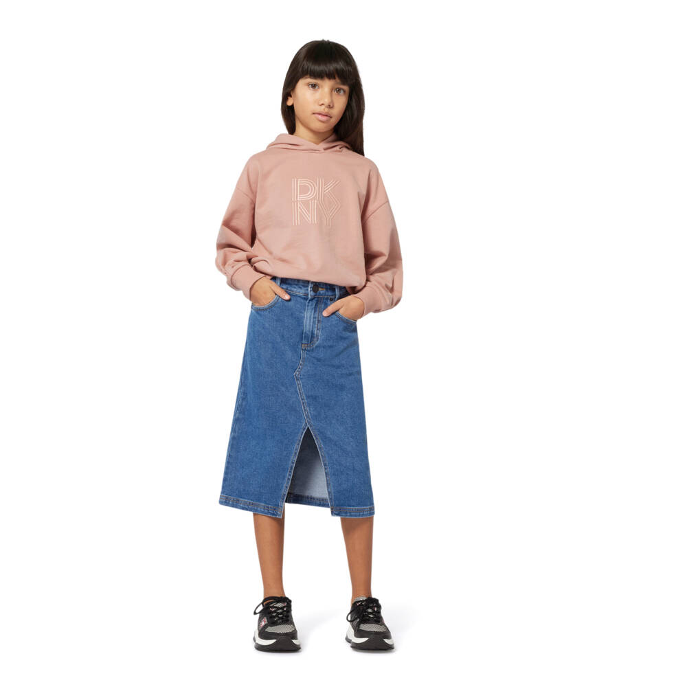 DKNY-Girls Pink Embroidered Logo Hoodie | Childrensalon Outlet