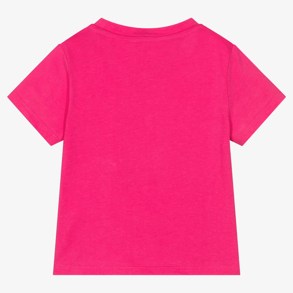 DKNY - Girls Pink Logo Cotton T-Shirt | Childrensalon Outlet