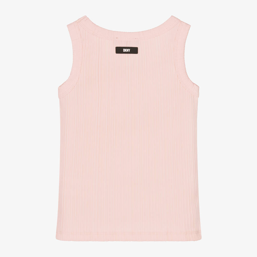 DKNY-Girls Pink Ribbed Cotton Vest Top | Childrensalon Outlet