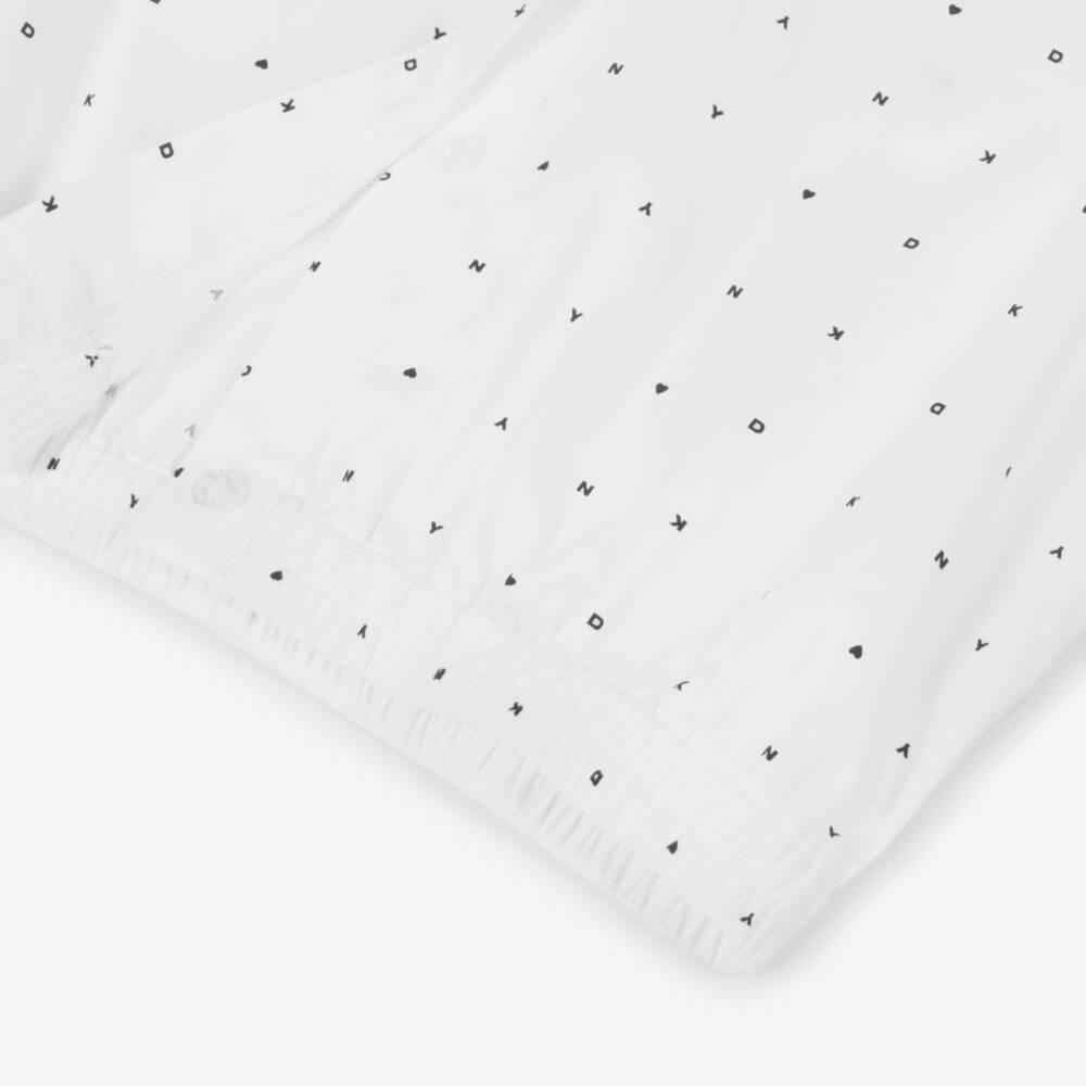 DKNY-بلوزة قطنية نقية مزينة بشعار للبنات | Childrensalon Outlet