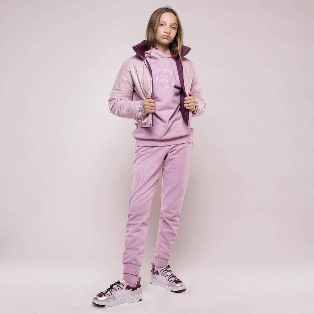 DKNY-Girls Purple Reversible Puffer Jacket | Childrensalon Outlet