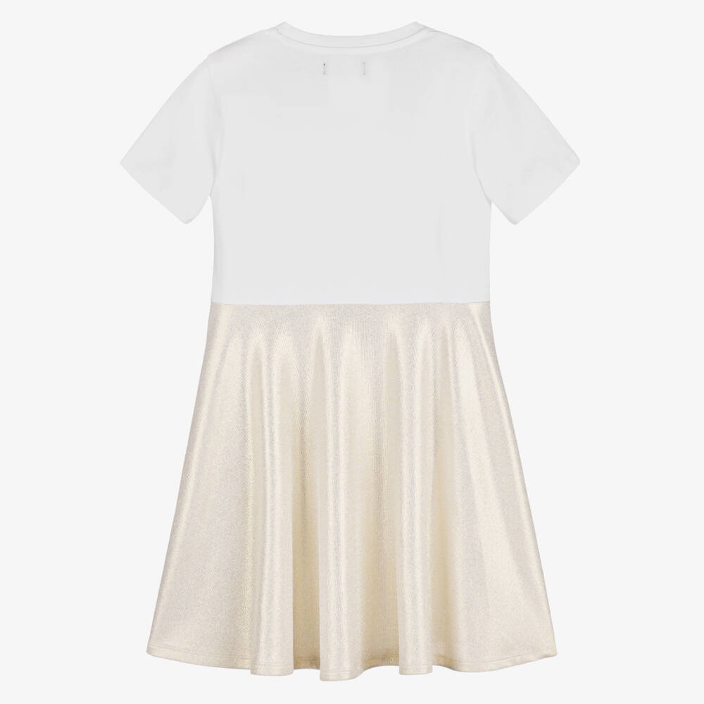 DKNY-Girls Radiant White & Gold Dress | Childrensalon Outlet