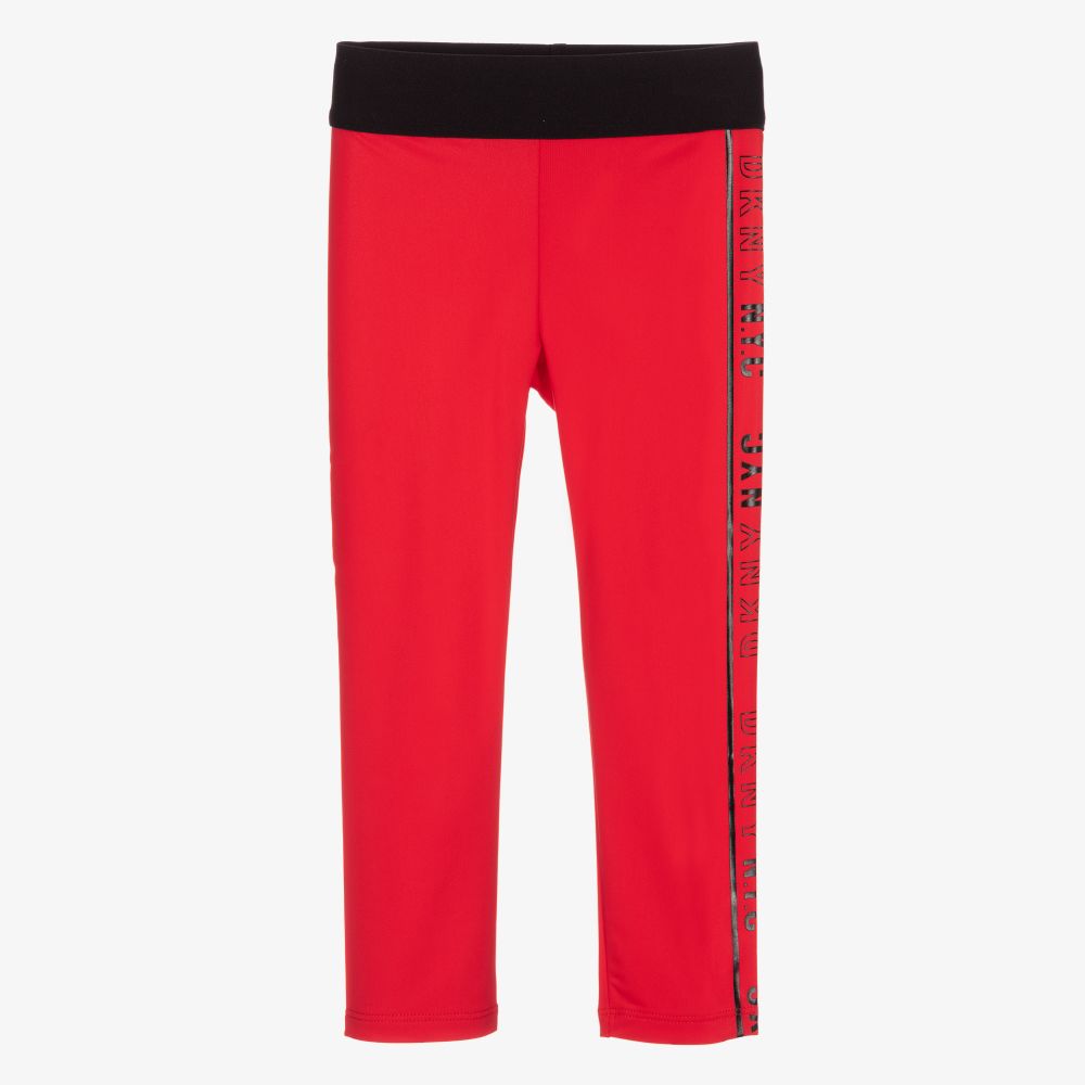 DKNY - Girls Red Logo Leggings | Childrensalon