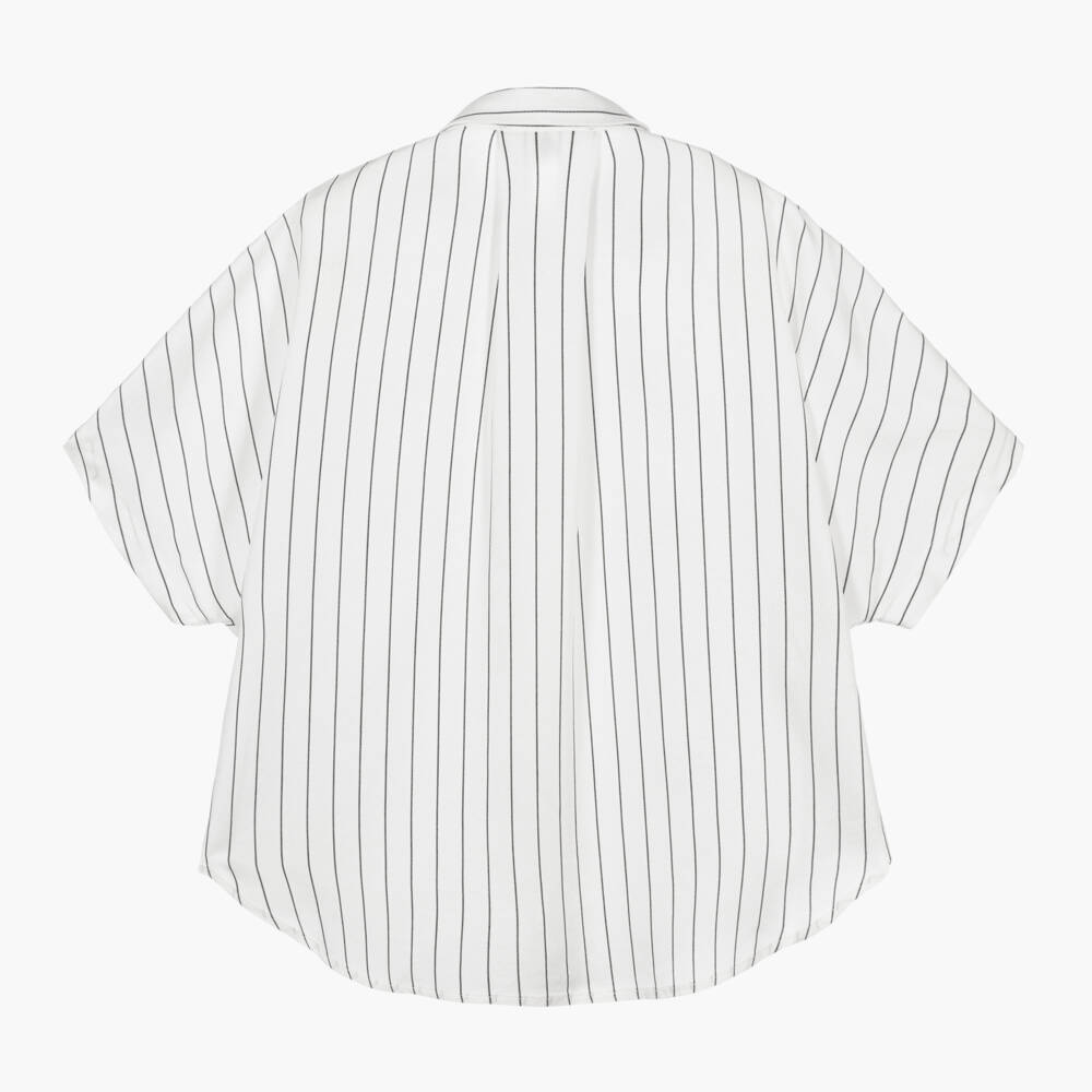 DKNY-Girls Relaxed White Stripe Blouse | Childrensalon Outlet