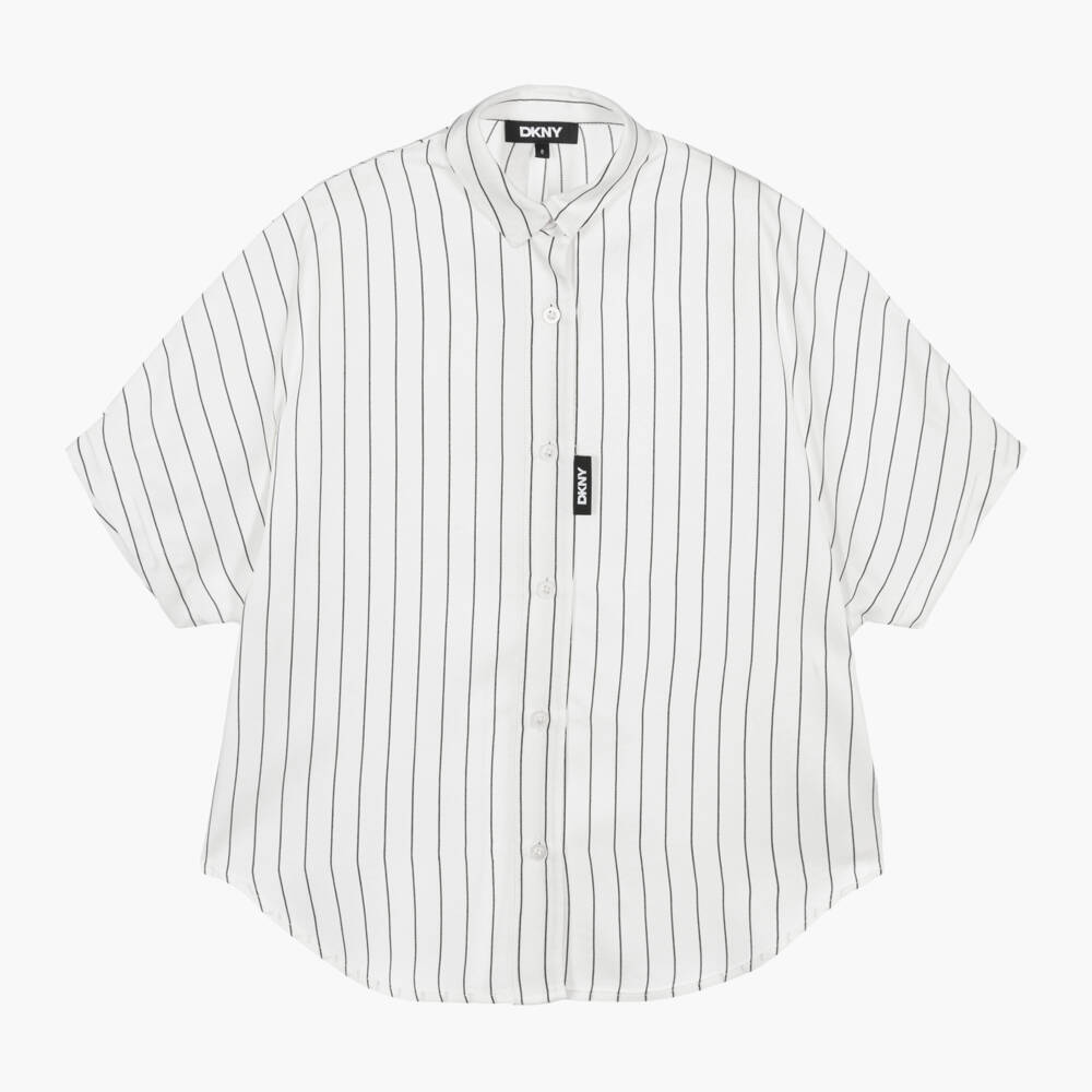 DKNY-بلوزة بيضاء مخططة للبنات | Childrensalon Outlet