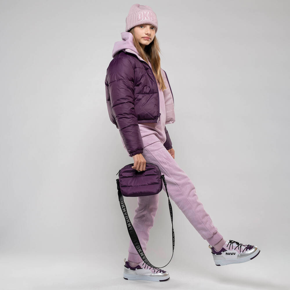 دكني-حقيبة كتف بوجهين لون بنفسجي للبنات (23 سم) | Childrensalon Outlet