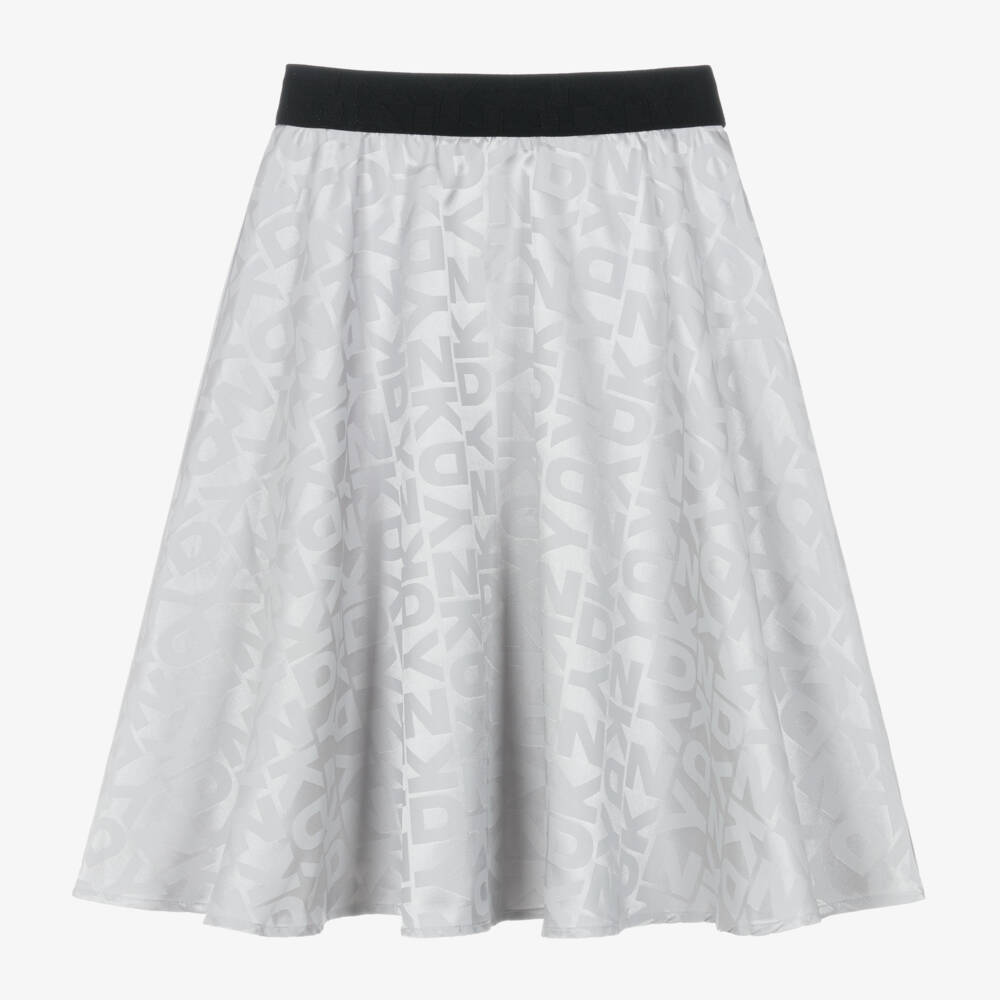 DKNY-Girls Satin Silver Jacquard Skirt | Childrensalon Outlet