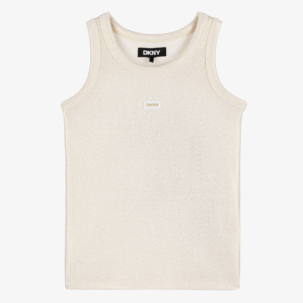 DKNY-Girls Shimmering Gold Ribbed Tank | Childrensalon Outlet
