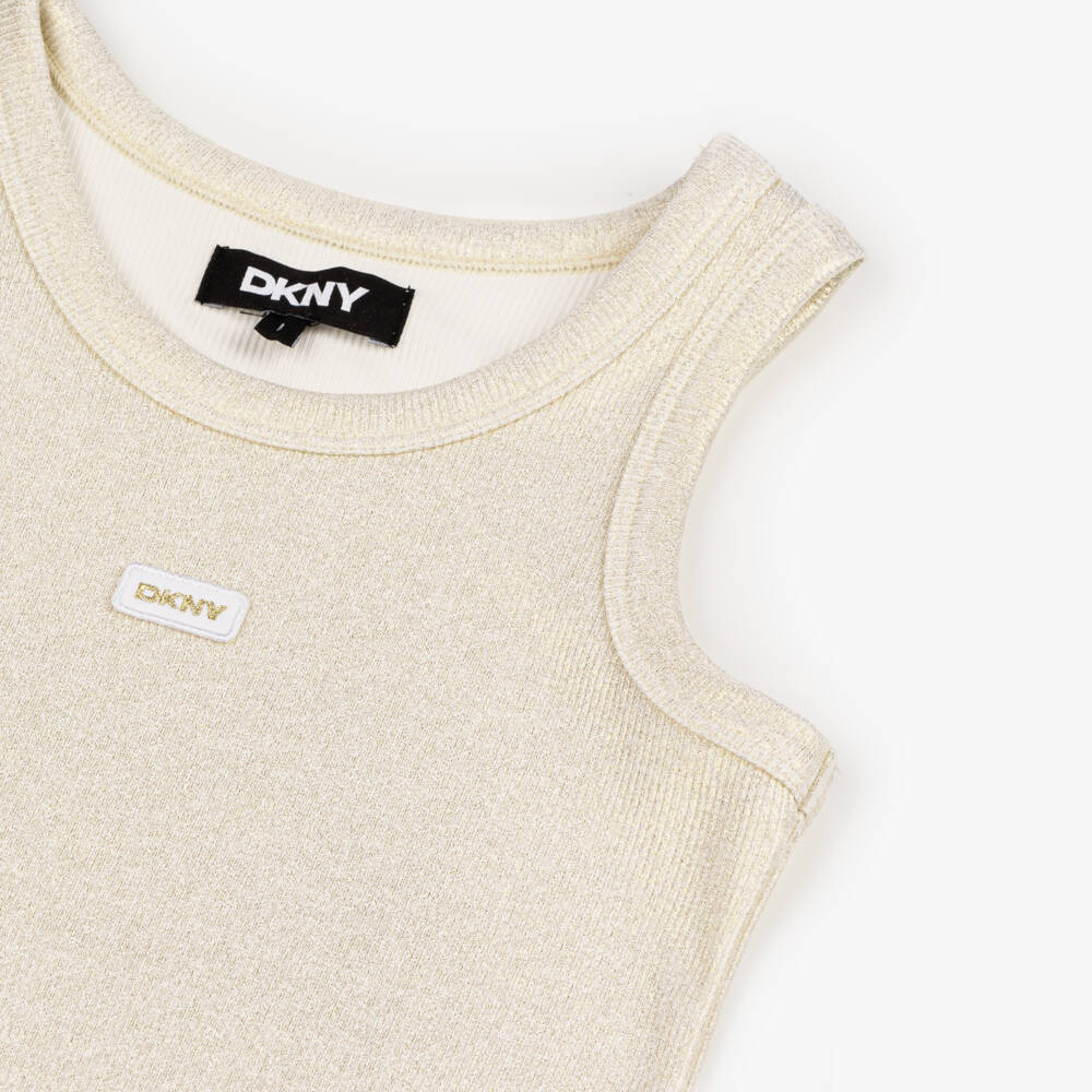 DKNY-Girls Shimmering Gold Ribbed Tank | Childrensalon Outlet