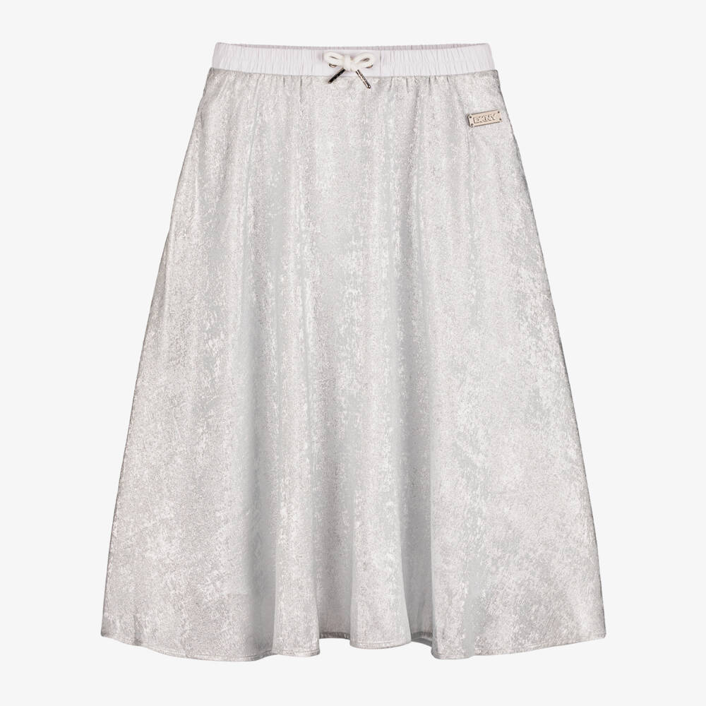 DKNY-تنورة ميدي ساتان لامعة للبنات | Childrensalon Outlet