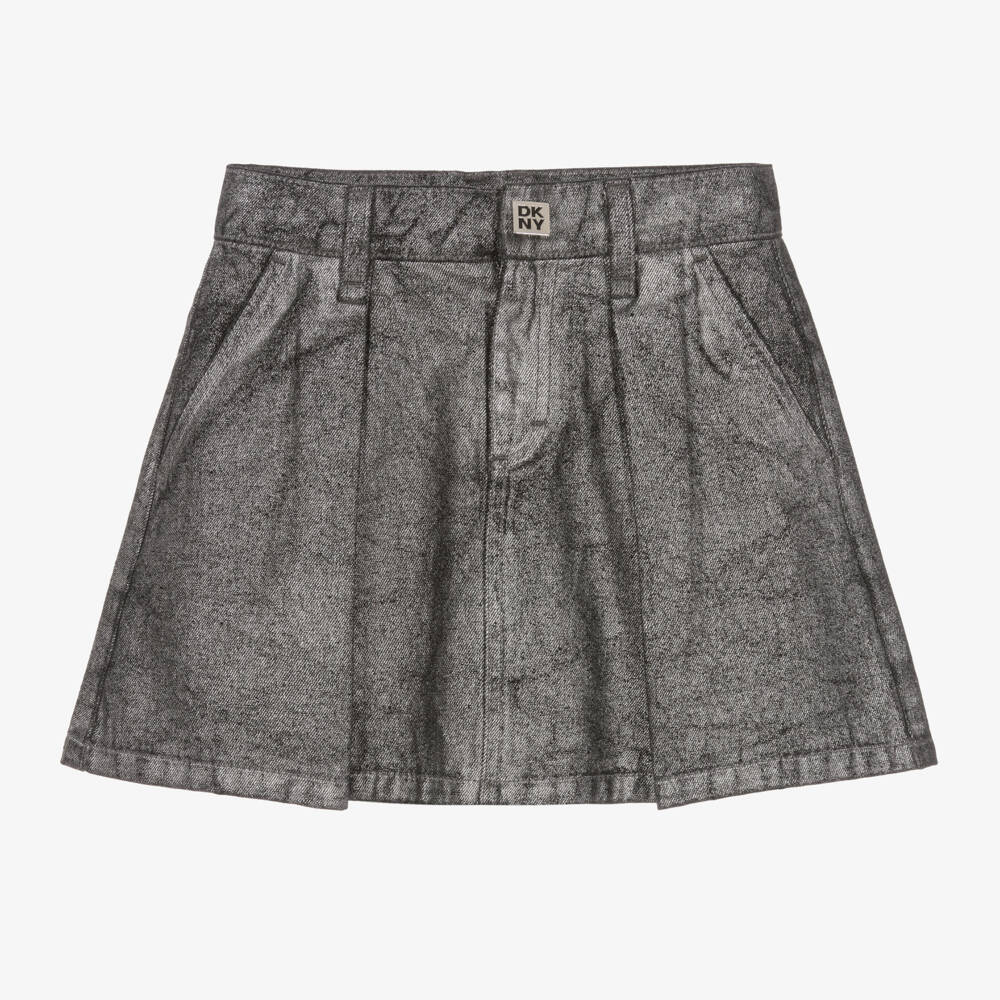 DKNY-Girls Shimmering Silver Denim Skirt | Childrensalon Outlet