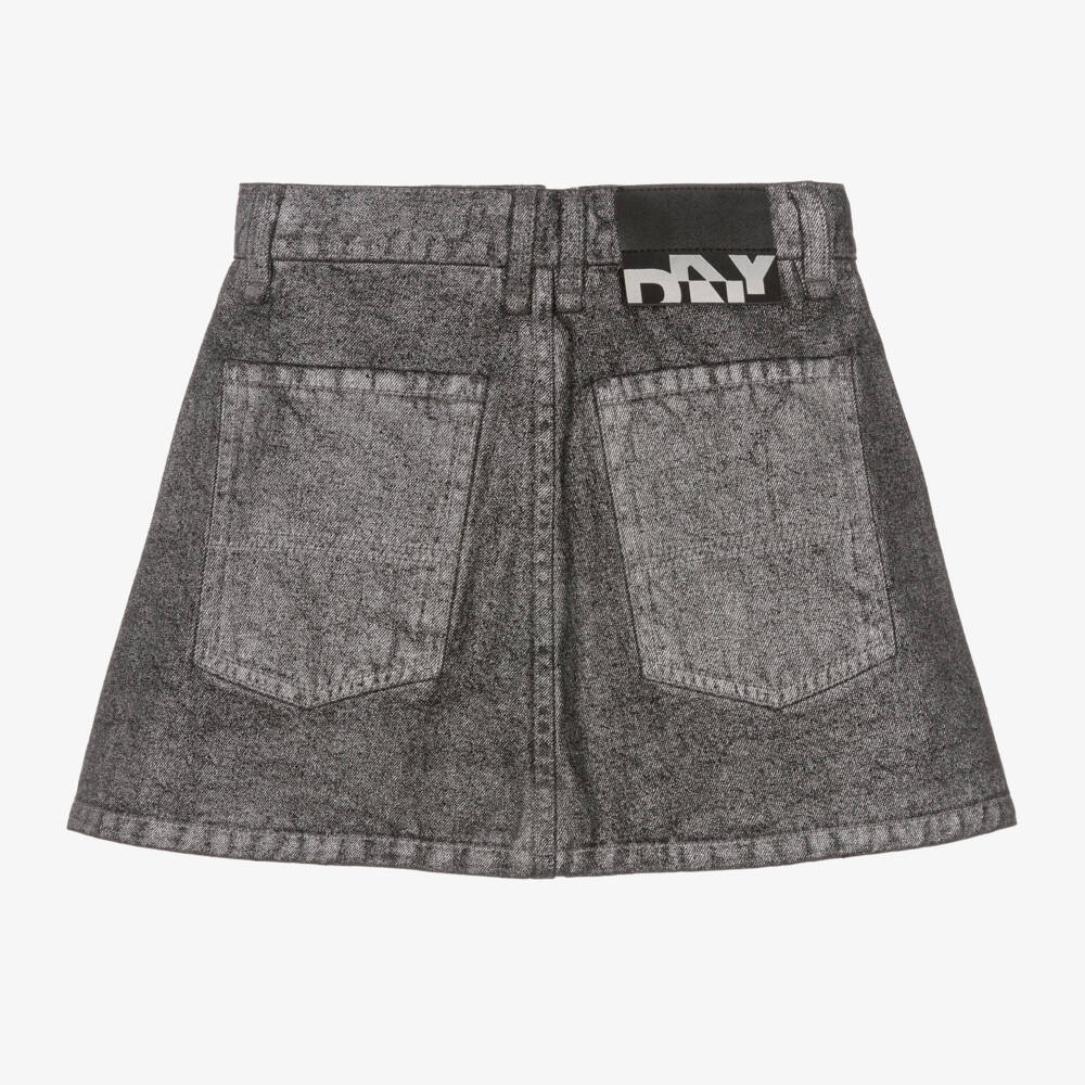DKNY-Girls Shimmering Silver Denim Skirt | Childrensalon Outlet