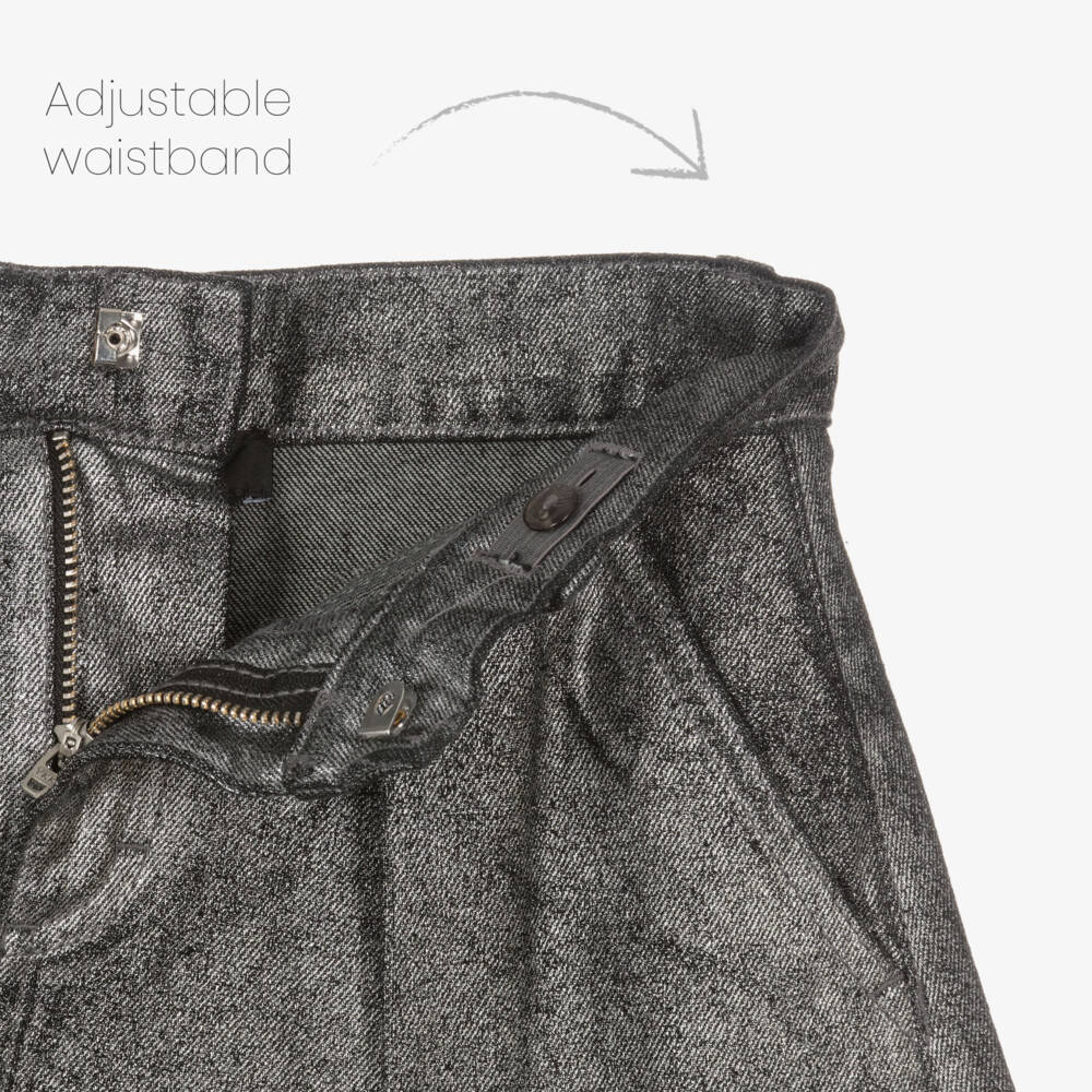 DKNY-Girls Shimmering Silver Denim Skirt | Childrensalon Outlet