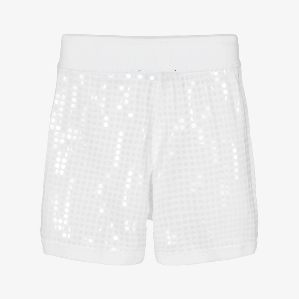DKNY-Girls Shimmering White Cotton Shorts | Childrensalon Outlet