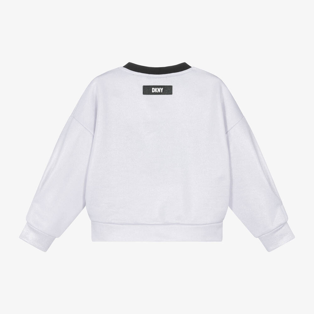 DKNY-Girls Silver Lurex Sweatshirt | Childrensalon Outlet