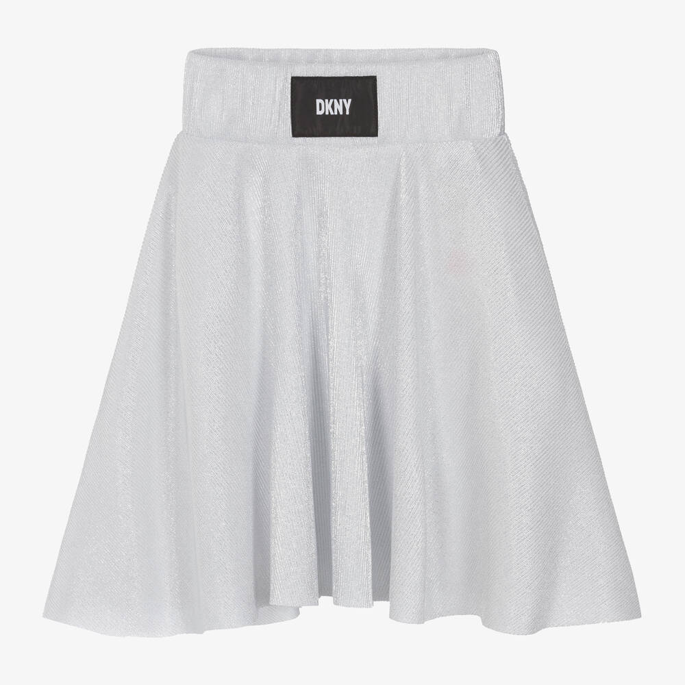 DKNY-Girls Silver Plissé Skirt | Childrensalon Outlet