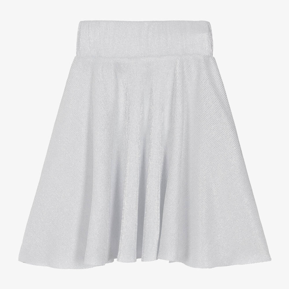 DKNY-Girls Silver Plissé Skirt | Childrensalon Outlet