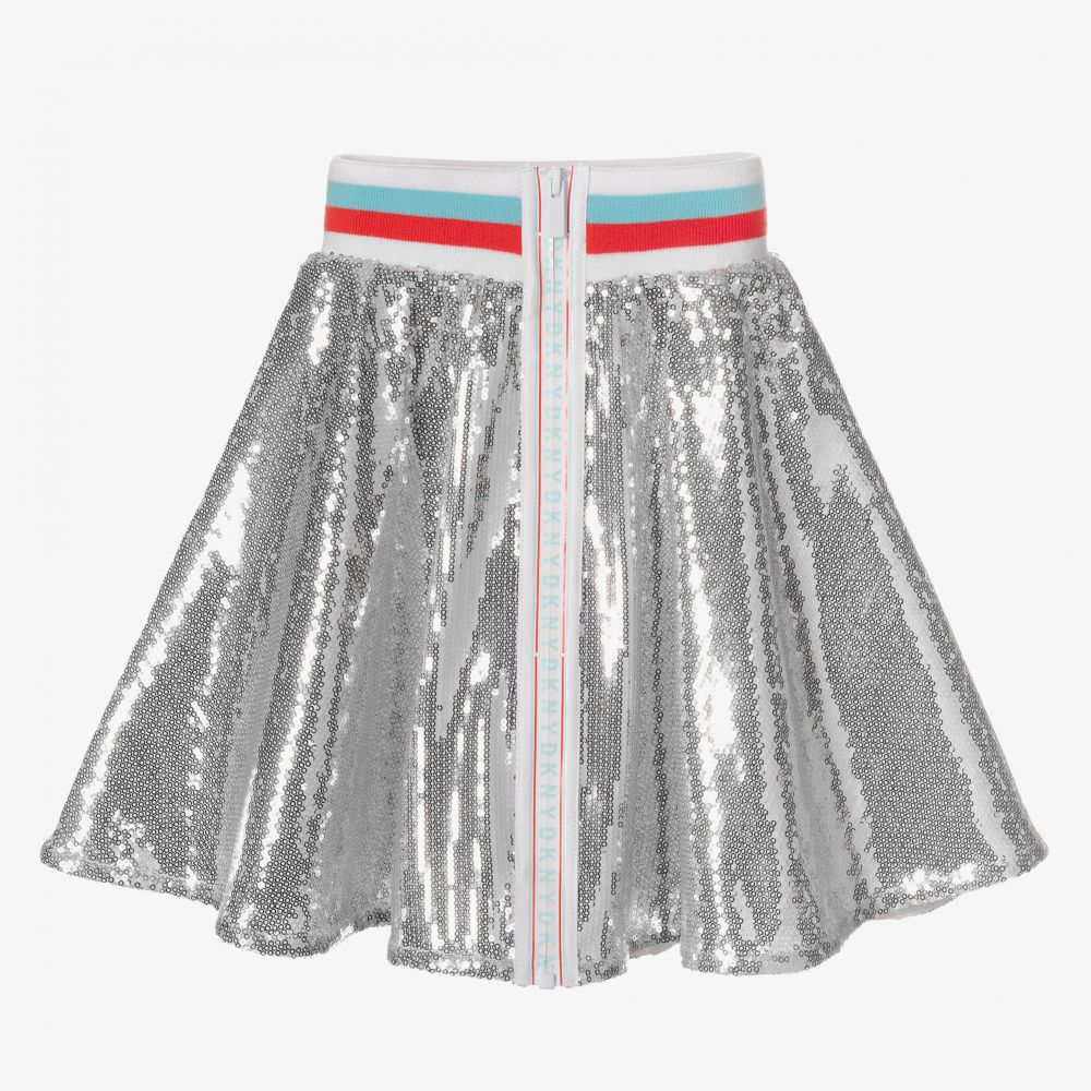 DKNY-تنورة مزينة بترتر لون فضّي | Childrensalon Outlet