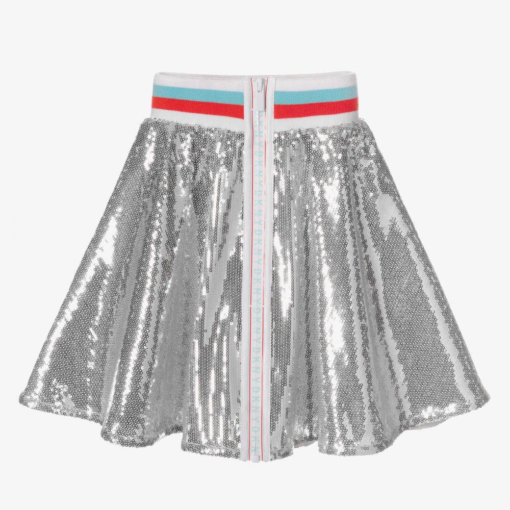 DKNY - Girls Silver Sequin Skirt | Childrensalon