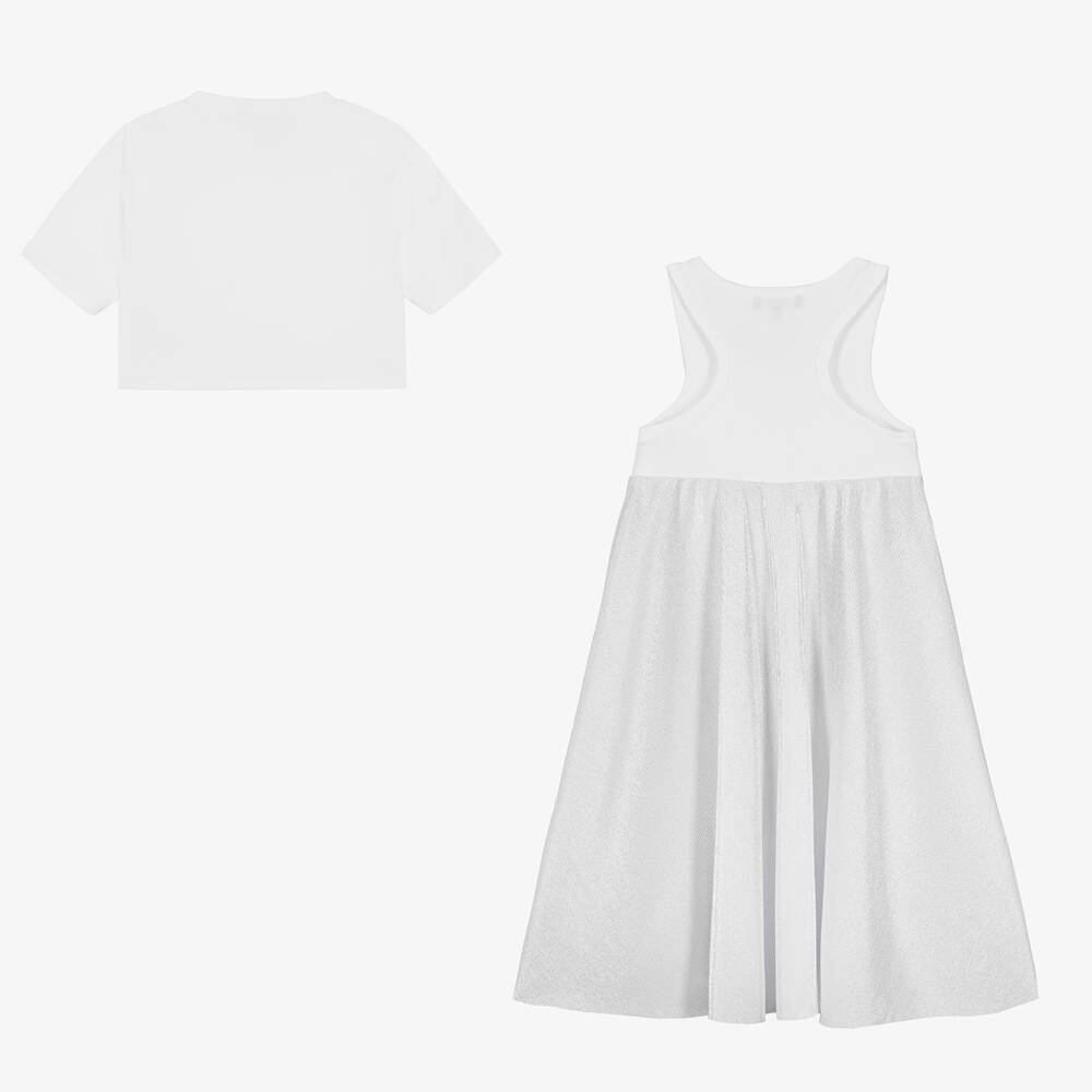 DKNY-Girls Silver & White Dress Set | Childrensalon Outlet