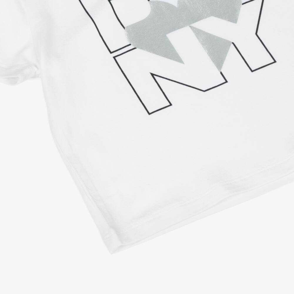 DKNY-Girls Silver & White Logo Tee | Childrensalon Outlet