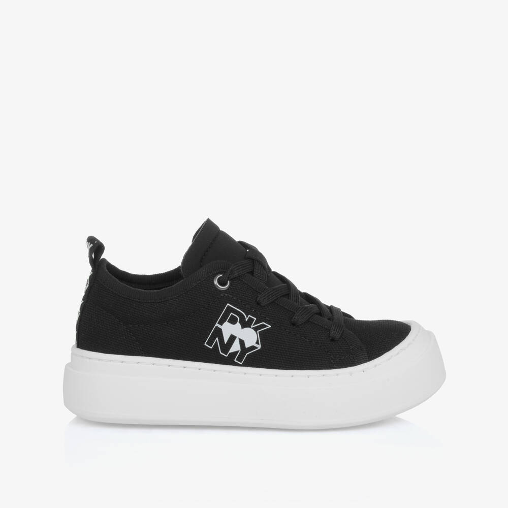 DKNY-Girls Sleek Black Canvas Sneakers | Childrensalon Outlet