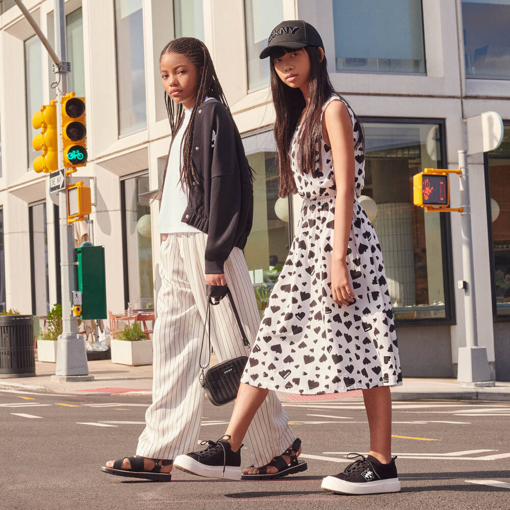 DKNY-Girls Sleek Black Canvas Sneakers | Childrensalon Outlet